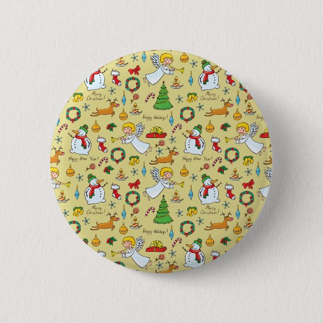 Christmas pattern 2 inch round button (Front)