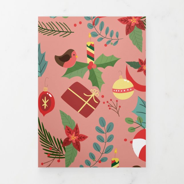 Christmas Pattern 2 Tri-Fold Holiday Card (Cover)