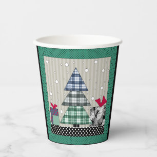 Christmas pattern, applique, new year, christmas paper cups