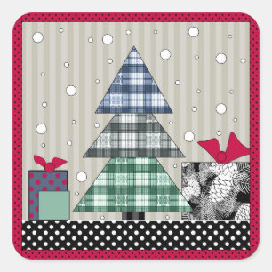 Christmas pattern, applique, new year, christmas s square sticker