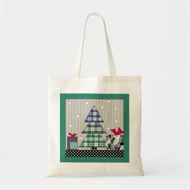 Christmas pattern, applique, new year, christmas  tote bag (Front)