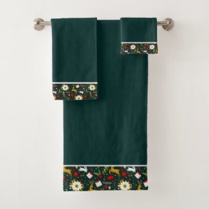 Christmas pattern bath towel set