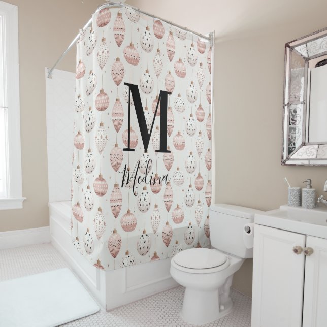 Christmas Pattern Black Monogram Modern Script (In Situ)
