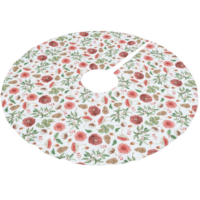 Christmas Pattern Brushed Polyester Tree Skirt (Angled)