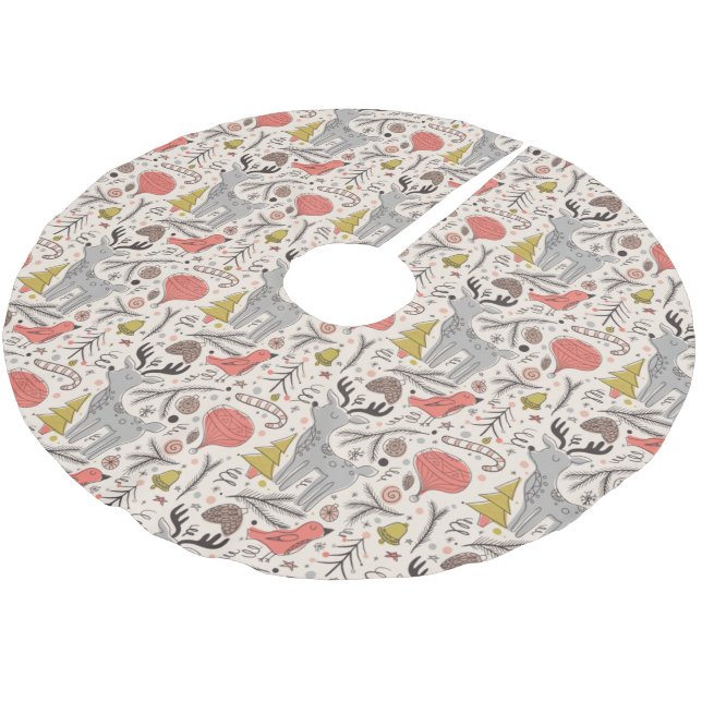 Christmas pattern brushed polyester tree skirt (Angled)