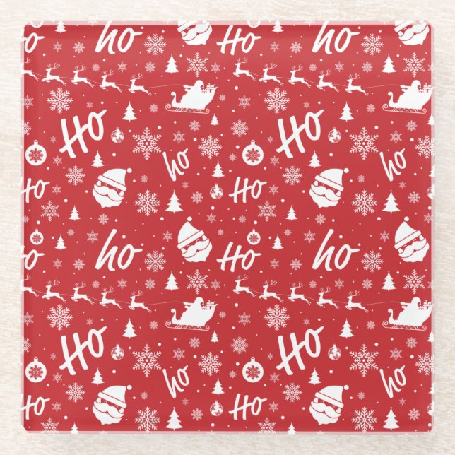 Christmas pattern copy glass coaster (Front)
