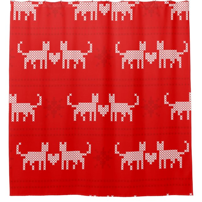 Christmas pattern cross-stitch cats in love with s (Front)