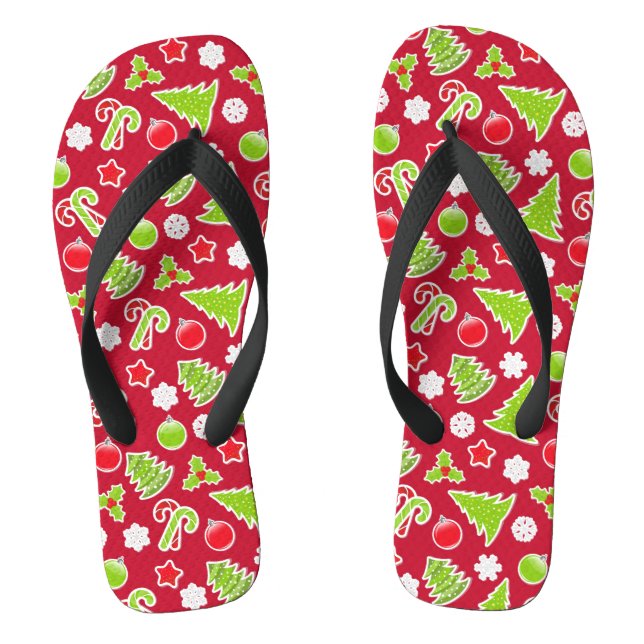 Christmas Pattern Flip Flops (Footbed)