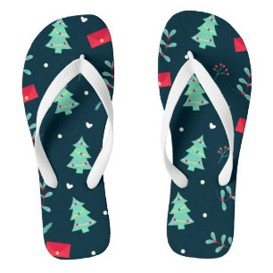 Christmas pattern flip flops