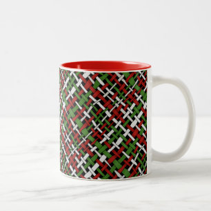 Christmas Pattern Graphical Woven Burlap Two-Tone Coffee Mug