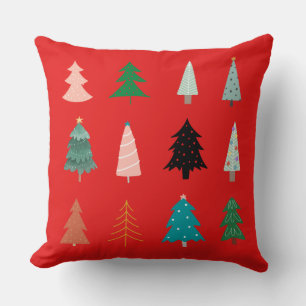 Christmas pattern green blue pink and red classic throw pillow