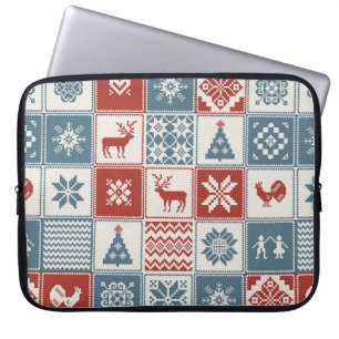 Christmas pattern in patchwork style. Traditional  Laptop Sleeve