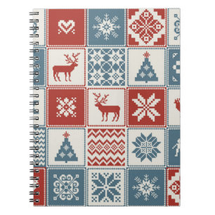 Christmas pattern in patchwork style. Traditional  Notebook