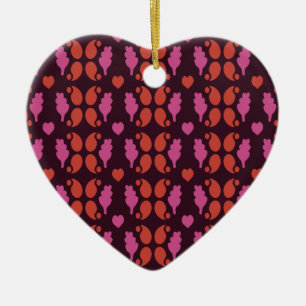Christmas pattern in red and pink ceramic ornament