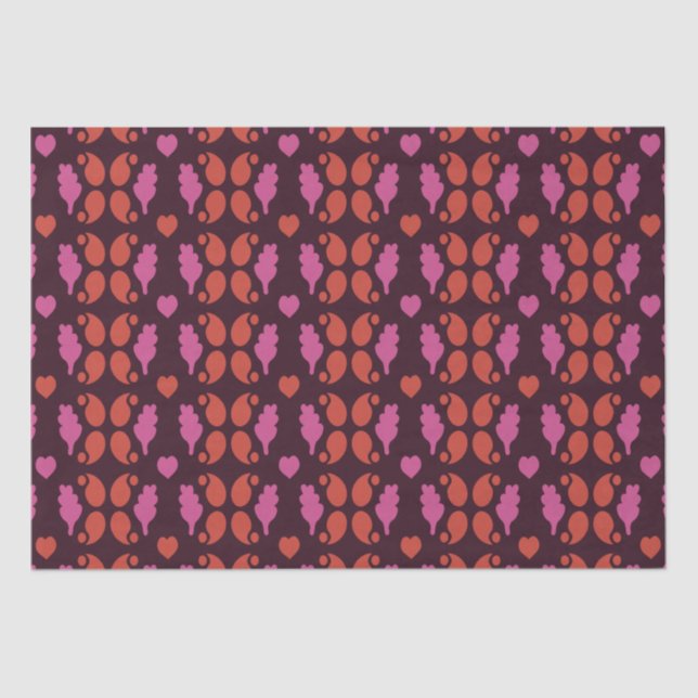 Christmas pattern in red and pink tissue paper (Front)