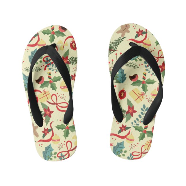 Christmas Pattern Kid's Flip Flops (Footbed)