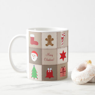Christmas Pattern Mug - Beige Tones Background
