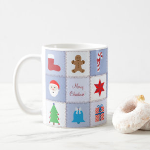 Christmas Pattern Mug - Blue Tones Background