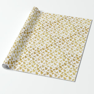 Christmas Pattern Of Trees And Candies. Golden On Wrapping Paper