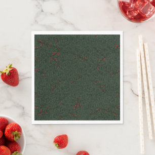 Christmas Pattern Pine Needles and Red Berries Napkin