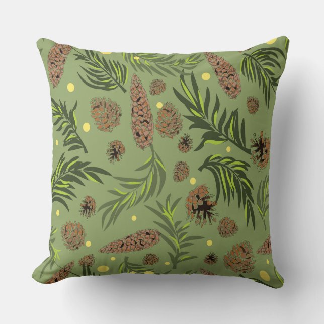 Christmas Pattern, Pine Snow 11 Throw Pillow (Front)