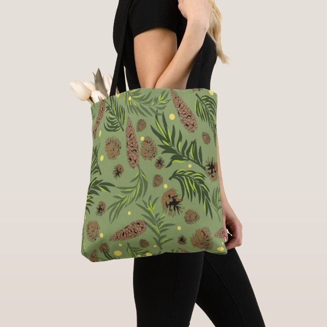 Christmas Pattern, Pine Snow 11 Tote Bag (Close Up)