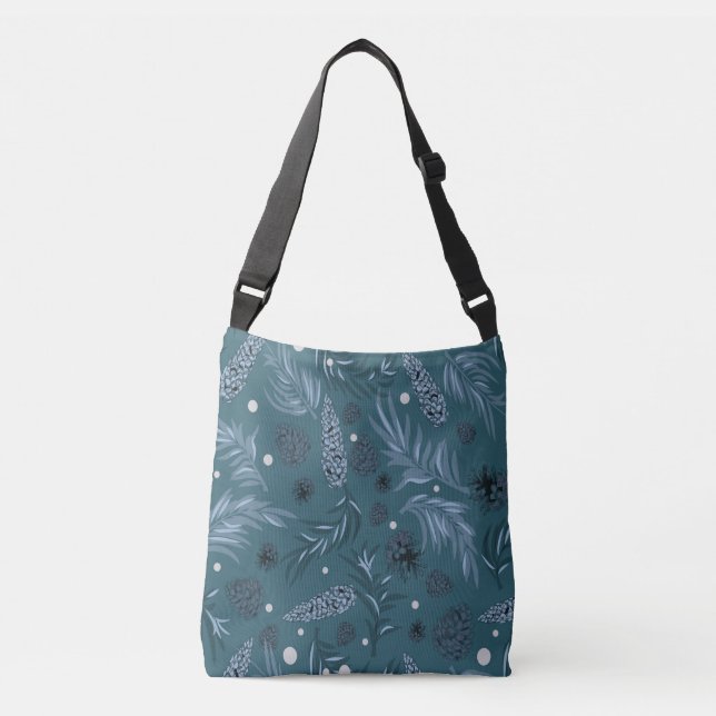 Christmas Pattern, Pine Snow 12 Crossbody Bag (Front)