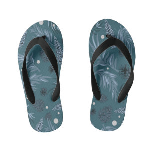 Christmas Pattern, Pine Snow 12 Kid's Flip Flops