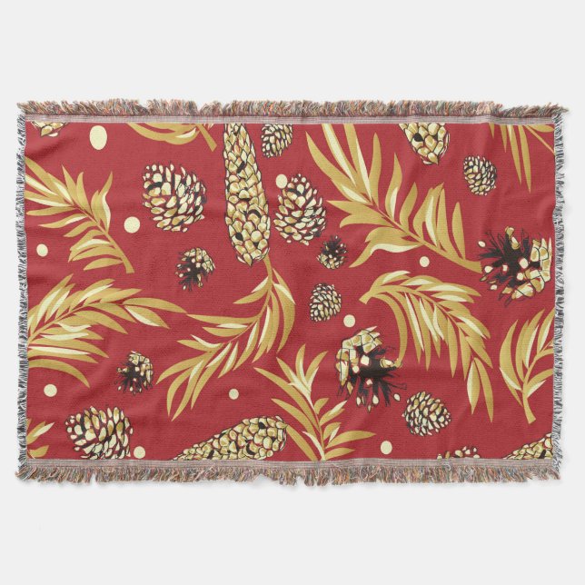 Christmas Pattern, Pine Snow 3 Throw Blanket (Front)