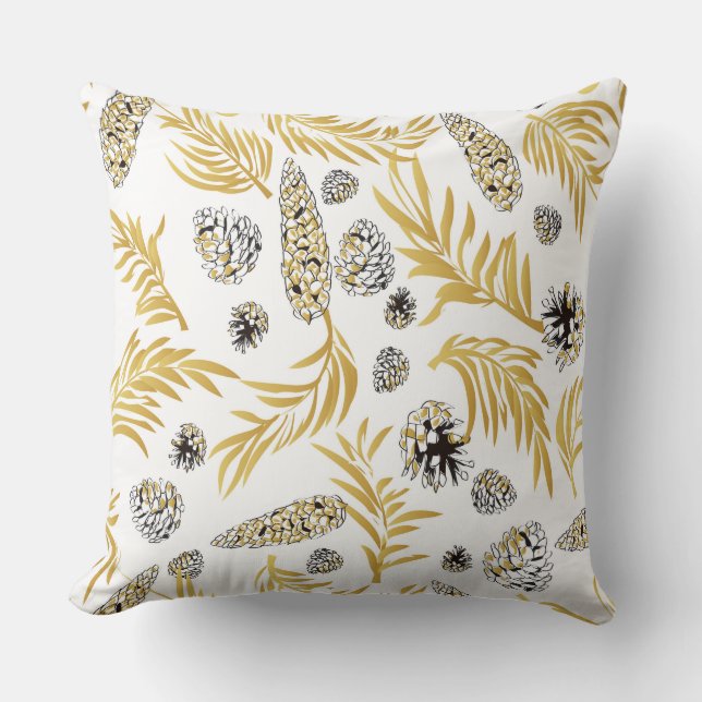 Christmas Pattern, Pine Snow 5 Throw Pillow (Front)