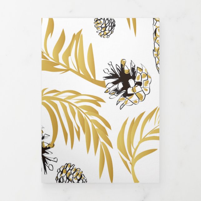 Christmas Pattern, Pine Snow 5 Tri-Fold Holiday Card (Cover)