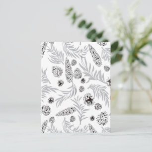 Christmas Pattern, Pine Snow 7 Holiday Postcard