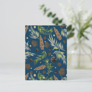 Christmas Pattern, Pine Snow 9 Holiday Postcard