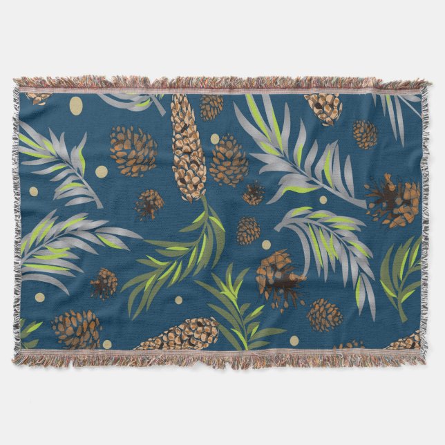 Christmas Pattern, Pine Snow 9 Throw Blanket (Front)