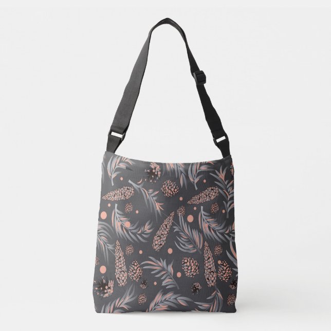 Christmas Pattern, Pine Snow Crossbody Bag (Front)