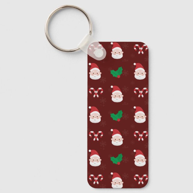 Christmas Pattern Rectangle Keychain (Front)