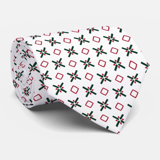 Christmas Pattern Red White and Green Tie (Rolled)