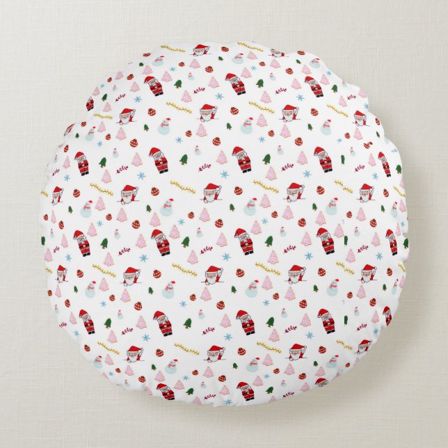 Christmas Pattern Round Pillow (Front)