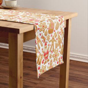 Christmas Pattern-Santa Claus Tree Rudolph Snowman Short Table Runner