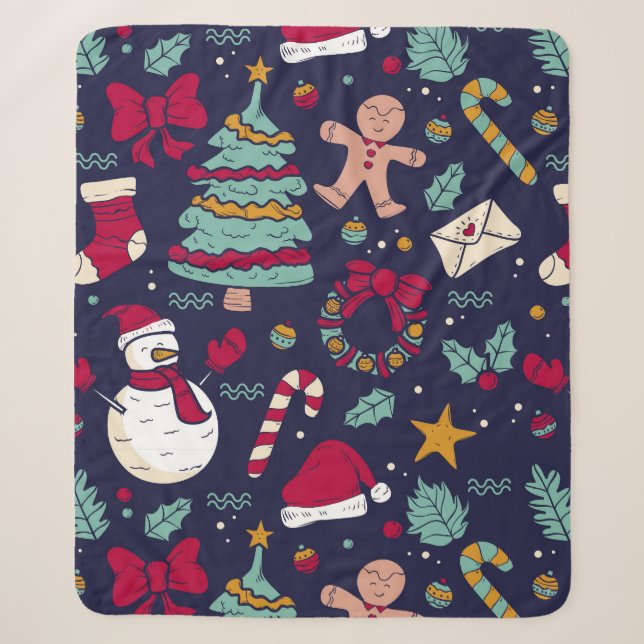 Christmas Pattern Sherpa Blanket (Front)