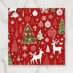 Christmas pattern snowman santa trees grey decor favour tags