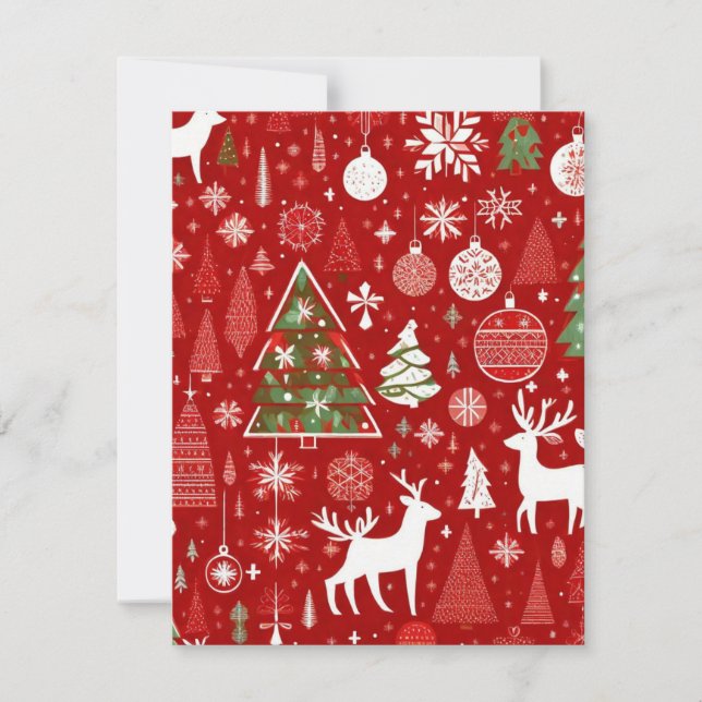 Christmas pattern snowman santa trees grey decor RSVP card (Front)
