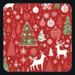 Christmas pattern snowman santa trees grey decor square sticker<br><div class="desc">Christmas decor snowman Christmas trees Christmas ornaments lovely snowmen lovely cute Christmas pattern looks great for the holiday season for gifting and and room decor. Great on gift wrapping paper gift boxes gift wrapping sheets. Lovely design for home decor ornaments Christmas tree decor cute design for anything you need about...</div>