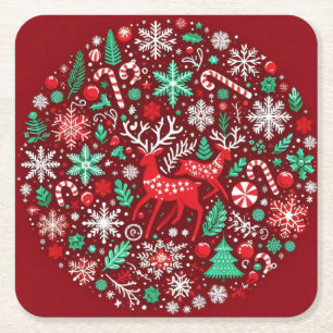 Christmas pattern square paper coaster