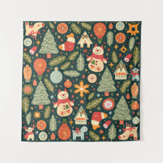 Christmas pattern square tapestry