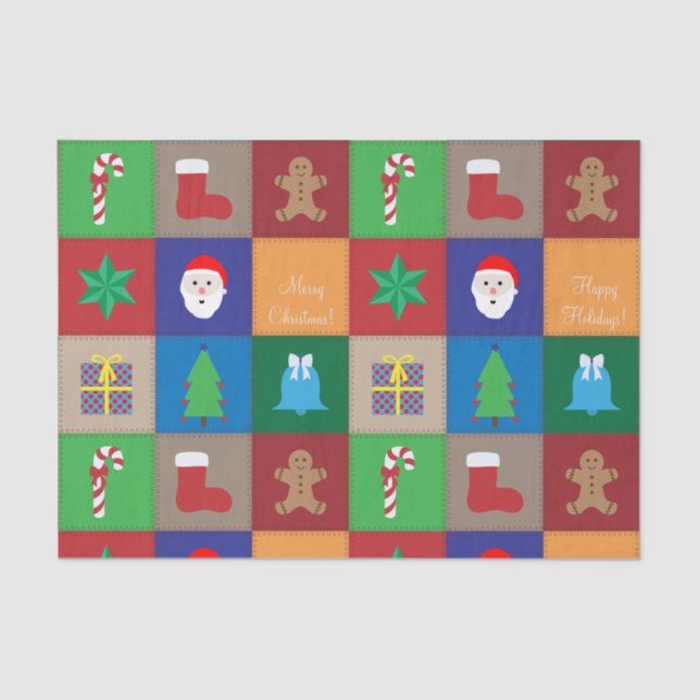 Christmas Pattern Tissue Paper - Colourful (Front)