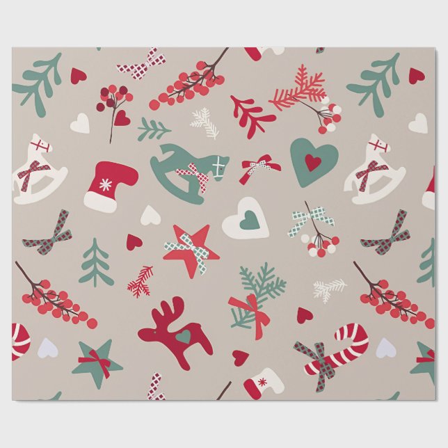 Christmas Pattern Tree Sparkle Wrapping Paper (Flat)
