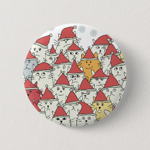 Christmas pattern with a lot of funny cats 2 inch round button
