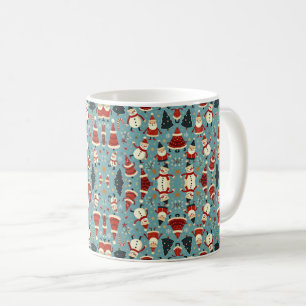 Christmas pattern with blue background coffee mug