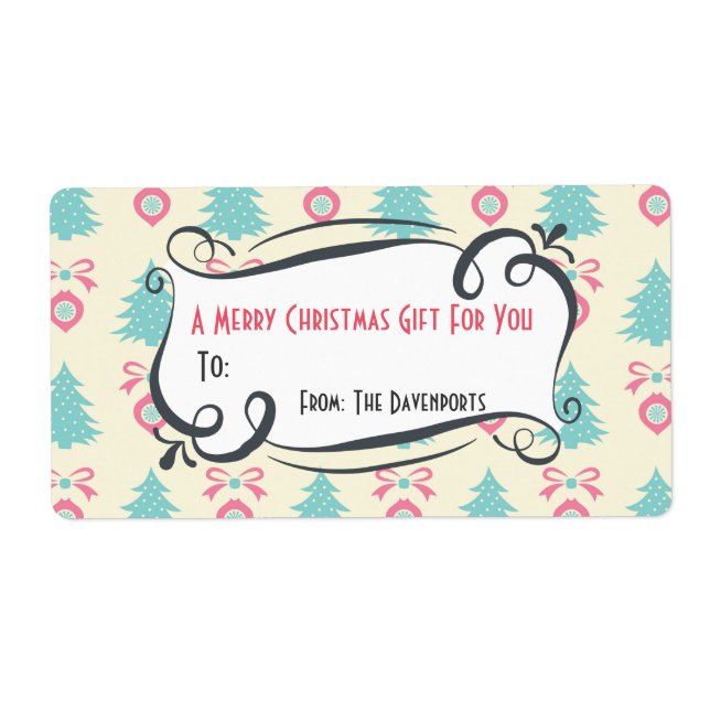 Christmas Pattern With Bows and Baubles Gift (Front)